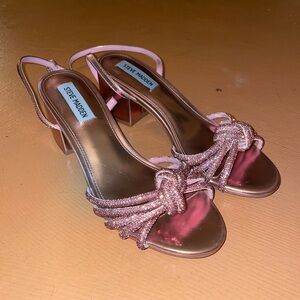Steve Madden Rose Metallic Knotted Slingback Block Heels